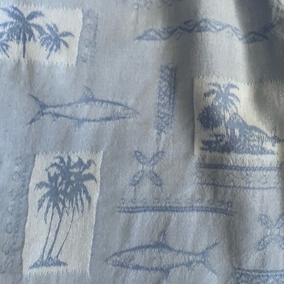 Columbia Polo SHIRT Mens XL Blue Tropical River Lodge Short Sleeve Button Down - Picture 7 of 8